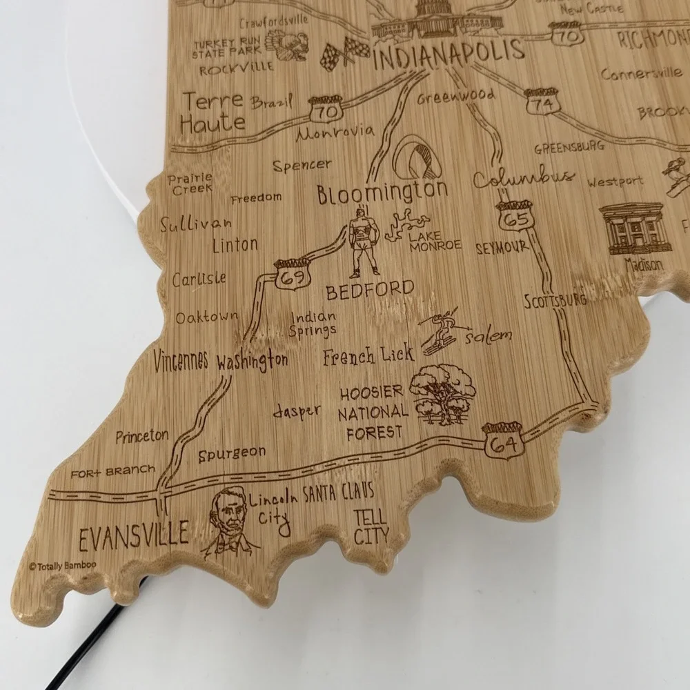 Totally Bamboo Destination Indiana State Shaped Serving and Cutting‎ Board